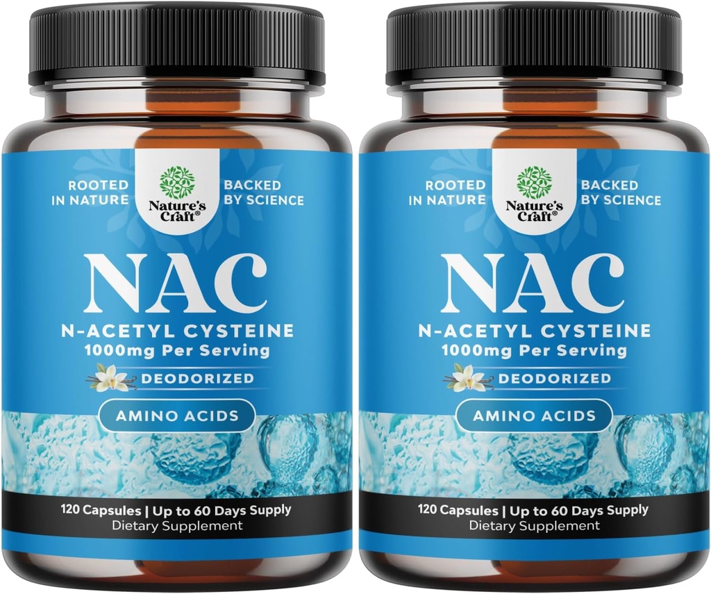 NAC dodatek N-Acetyl Cysteine 1000mg - Vegan High Absorption Non- Smradlavý NAC 1000mg Kapsle Glutathione Precursor pro vyčištění jater Detox & Opravy Plus Lung zdraví a imunita Podpora (4 měsíce)