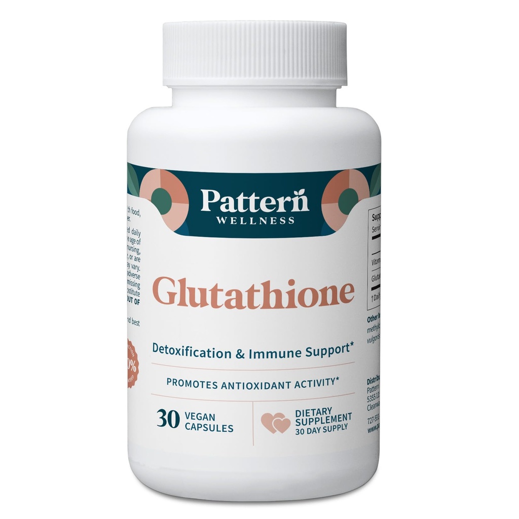 Vzor Wellness Glutathione Supplement - Active Reduced Glutathione Formule s přidaným vitaminem C - Buněčná, Antioxidant, + Imunitní podpora zdraví - 30 Vegan Kapsle