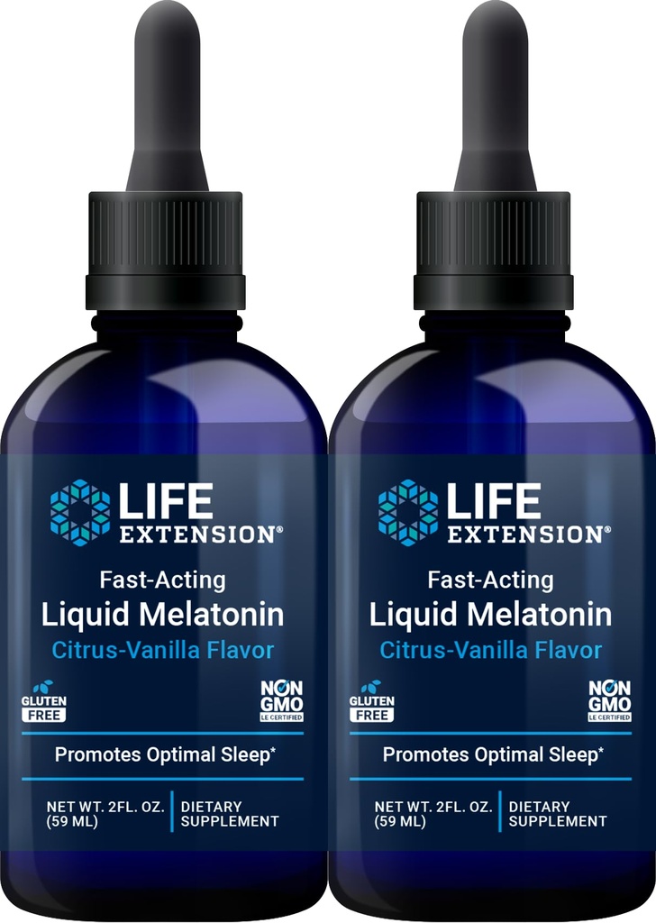 Life Extension Fast- acting Liquid Melatonin (Citrus- Vanilla), 2 Fluid Ounces (Balení po 2)