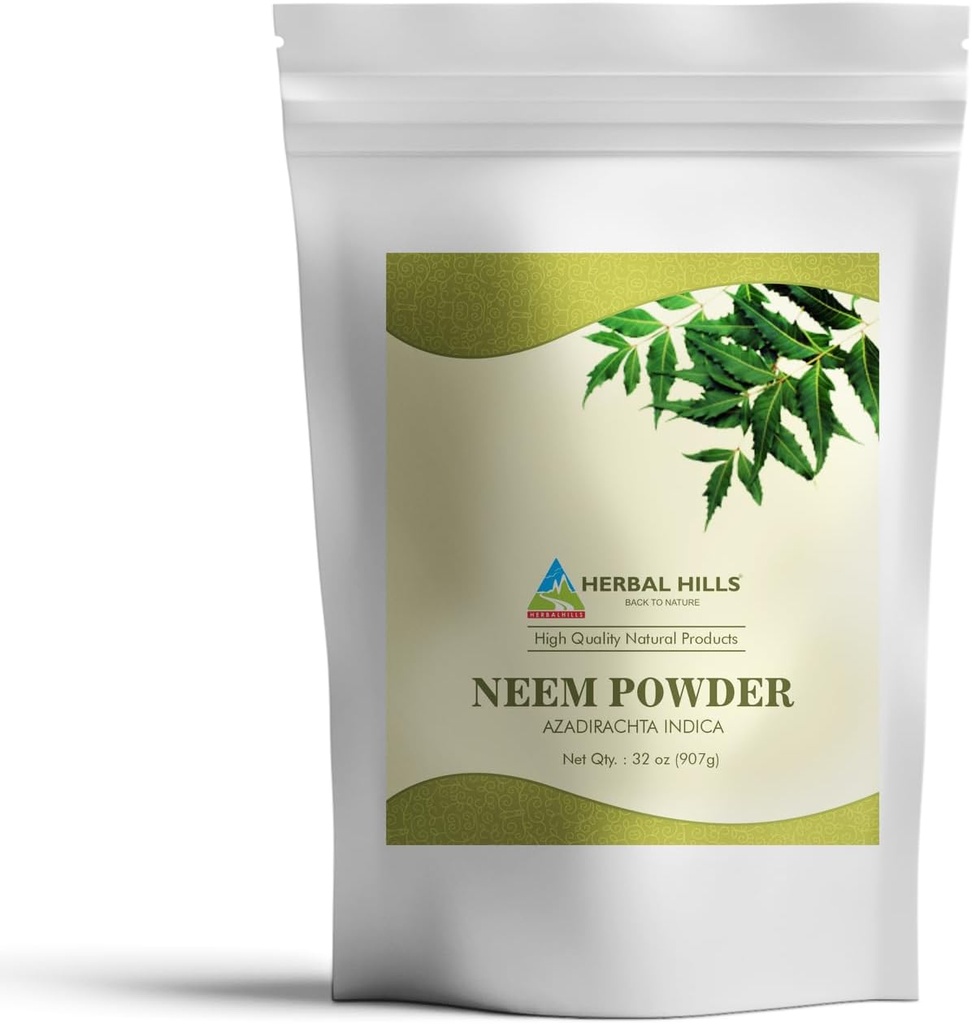 HERBAL HILLS Neem Powder Azadirachta Indica CLAS124; 32 Oz CLAS124; Pure Neem Leaf / Leaves
