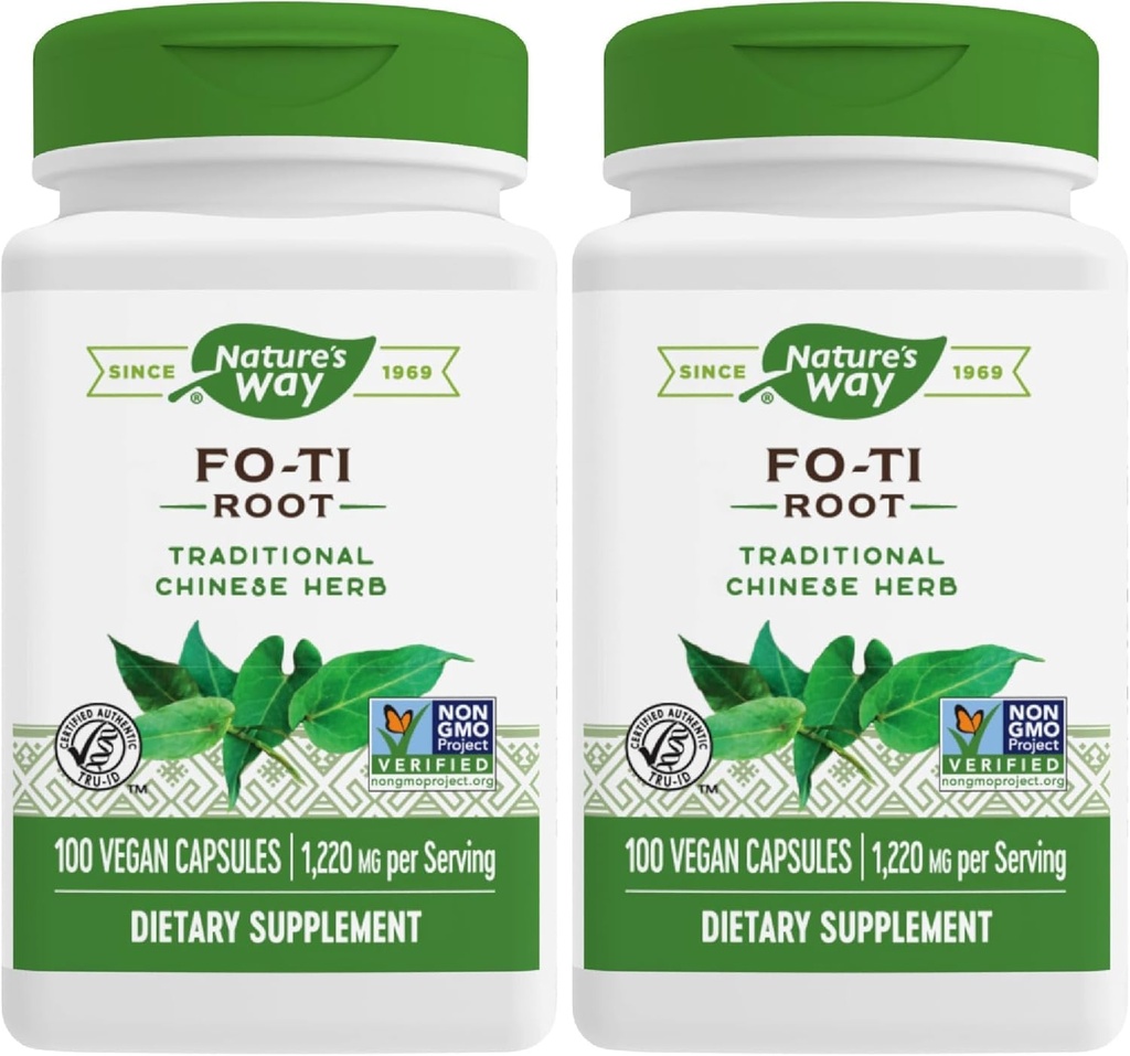 Nature 's Way Fo-Ti Root, tradiční čínský Herb, 1,220 mg na porci, 100 tobolek (Balení po 2)