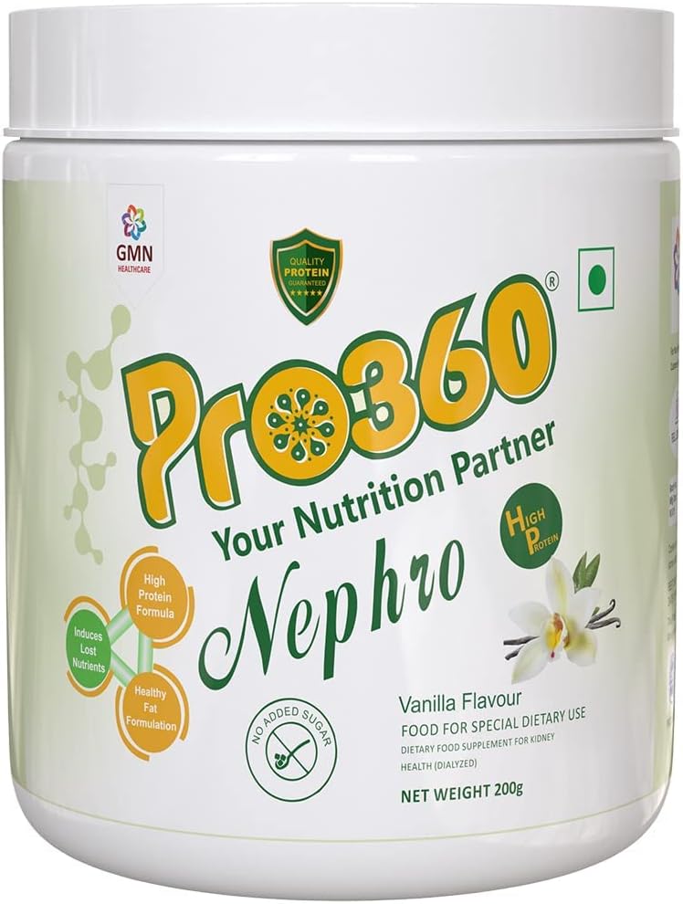 Nepeta Nephro Protein Dialysis Care Nutritional Supplement Powder L- Carnitin for Renal Health - No Add Sugar, Vanilla Flavour 200g