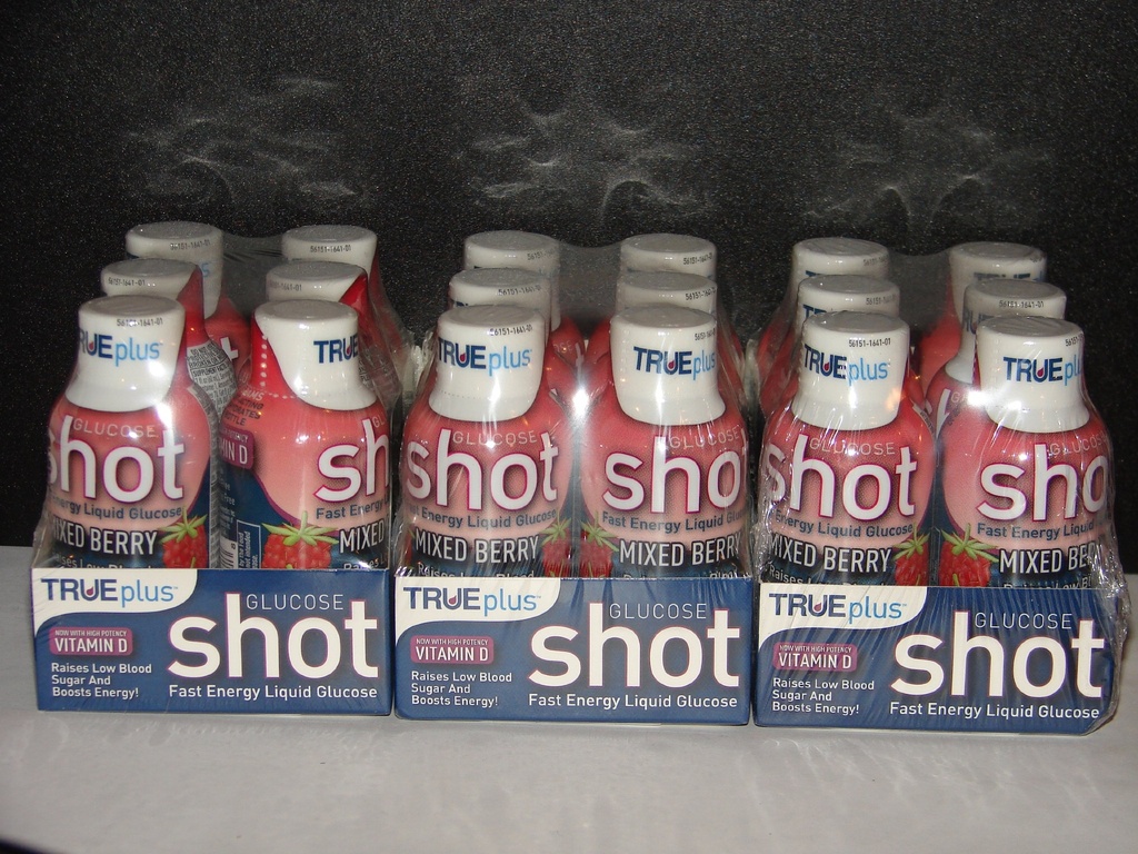 True Plus Glukóza Tekuté panáky Smíšené Berry Flavor 2oz - 18 Pack