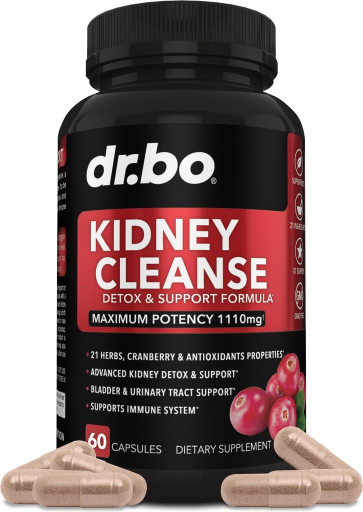 Ledviny Cleanse Detox Supplement - Přírodní brusinky, Juniper Berries, Buchu & Uva Ursi Extract na podporu ledvin, močových měchýřů a močových cest Zdravotní doplňky - Bylinné ledvinové směsi Formule pilulky
