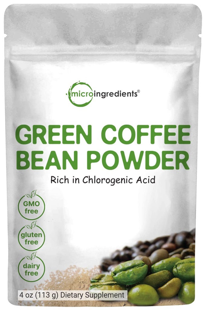 Čistý Green Coffee Bean Extract, 4 Ounce, Filler Free s přírodním kofeinem, Green Coffee Bean Fat Burn dodatek s 50% chlorogenní kyseliny, podporuje metabolismus a řízení hmotnosti, Vegan Friendly