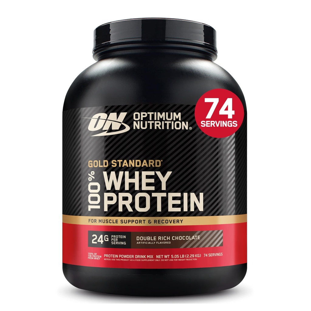 Optimum Nutrition Gold Standard 100% syrovátkový protein prášek, dvojitá bohatá čokoláda, 5 liber (balení květen Vary)