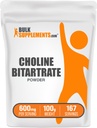 BulkSupplements.com Choline Bitartate Powder - Cholin doplňky - Neochucené & gluten zdarma, 600mg na Serving, 100g (3.5 oz) (Balení po 1)