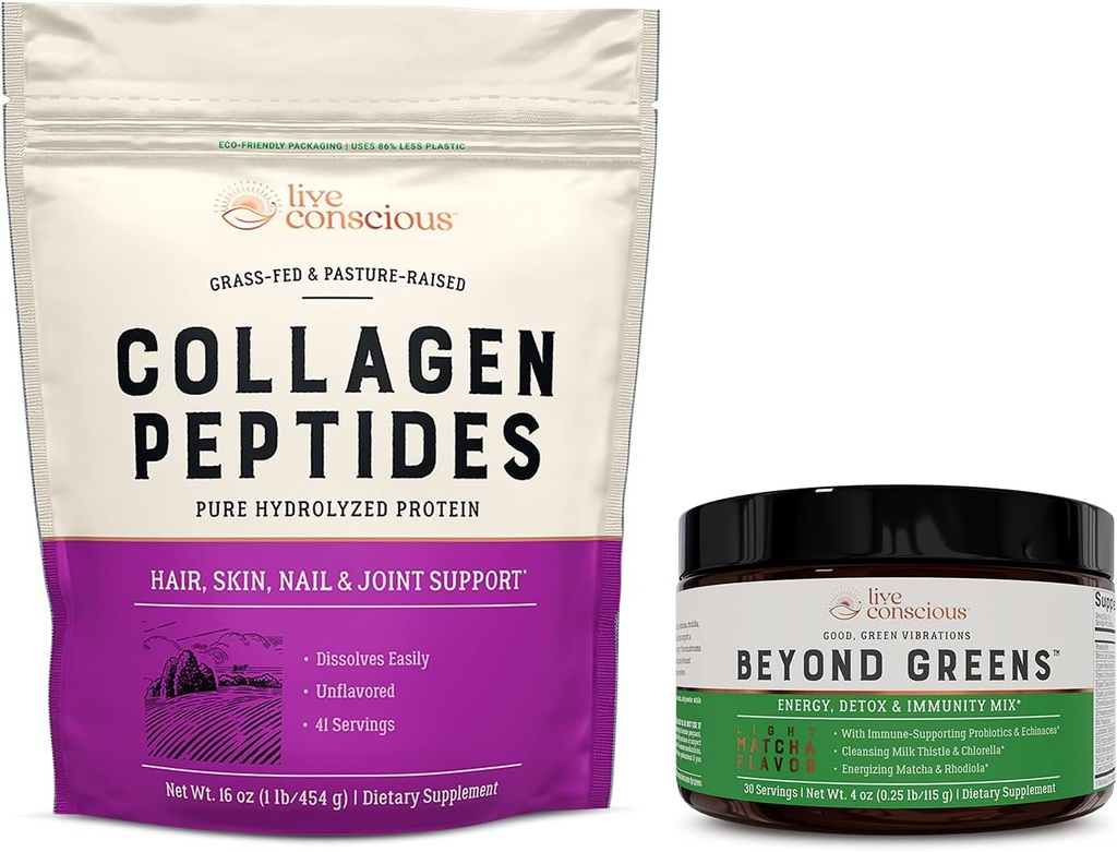 Kolagen Peptides & Beyond Zelených 124; Vlasy, kůže, hřebík, a společná podpora + imunitní boost, Detox, & Energie