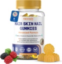 Prémiová vlasová kůže a nehty Gummies - 5000 Mcg Biotin Vegan Vitamíny pro muže a ženy - Podporuje zdravý růst vlasů, silné nehty, zářivá kůže - 10X Extra síla - Blueberry Flavour