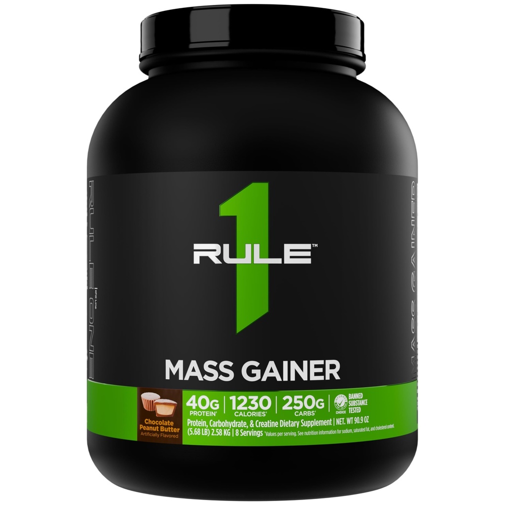 Pravidlo 1 Mass Gainer - Vysokokalorický váhový zisk Formule s 1,220 + kalorií, 250g + Complex Carb Blend, 40g All- Whey Protein Per Serving (8 Služeb, Čokoládové oříškové máslo)