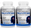 NeuroShield, Mozkový dodatek Nootropní mozkový booster a doplněk paměti, Obsahuje Huperzine A, Ginko Biloba, Bacopa Plus Antioxidanty pro zdraví mozku, Multi- ingredience, 2 Lahvičky, 180 Kapsle