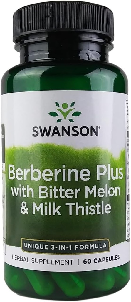 Swanson Berberine Plus s hořkým Melon & Mléko Thistle - 3-in-1 Formule 60 Caps