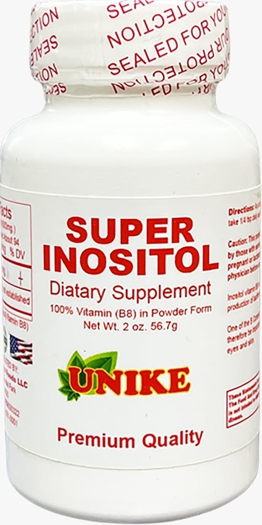 Super Inositol Dietní dodatek 124; Inositol (vitamin B8) Prášek pro hormonální rovnováhu, plodnost a ovariální podpora clarm 124; gluten zdarma, Vegan 2 Oz (balení po 1)