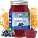 ACEYO (18 OZ) Irish Sea Moss Gel Organic Raw Vegan Blueberry Flavor 102 Vitamíny a minerály Wild Sklizeň Non-GMO imunitní obrana Booster štítné žlázy trávicí podpora