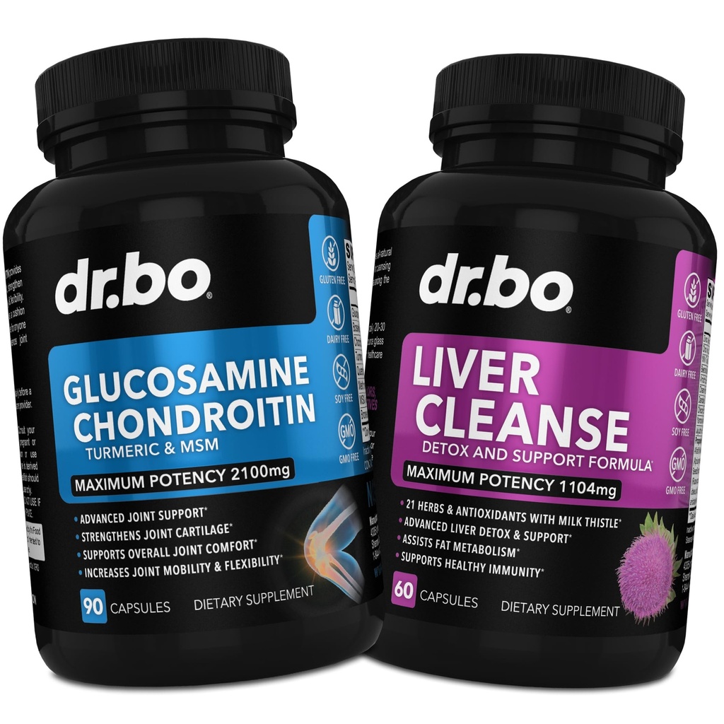 Glucosamine Chondroitin MSM Turmeric & Játra Cleanse Detox - Joint Health Supplement Kolenní klouby, Játra Cleanse Detox Support - Společná podpora pilulky Glucosamine Sulfath Kapsle Spojení Doplňky