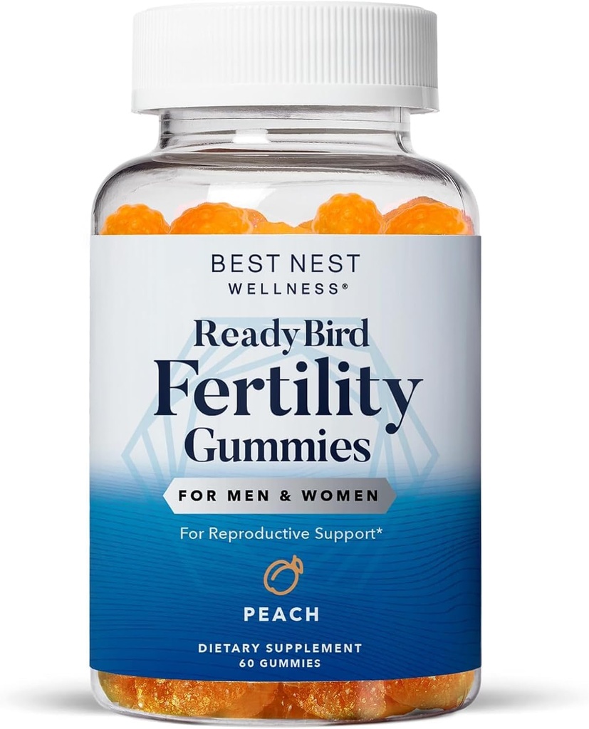 Nejlepší hnízda Wellness plodnost Gummies - Prenatal Multivitamin pro Conception Support - Nutriční dodatek s methylovanými vitamíny - Vibrační podpora zdraví s Coenzym Q10 - Peach, 60 Gummies