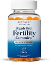 Nejlepší hnízda Wellness plodnost Gummies - Prenatal Multivitamin pro Conception Support - Nutriční dodatek s methylovanými vitamíny - Vibrační podpora zdraví s Coenzym Q10 - Peach, 60 Gummies