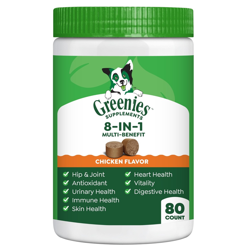 Zelené Dog doplňky 8- in-1 Multi- benefit Kuřecí Flavor, 15.5 oz. Kontejner, 80 Počet