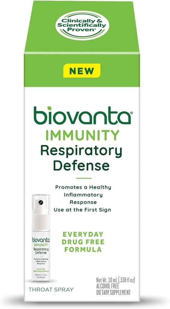Biovanta Imunity Krční sprej, 10ml, Přírodní imunitní podpora a uklidnění hrdla, Respirační obrana, Prebiotika na podporu Gut zdraví