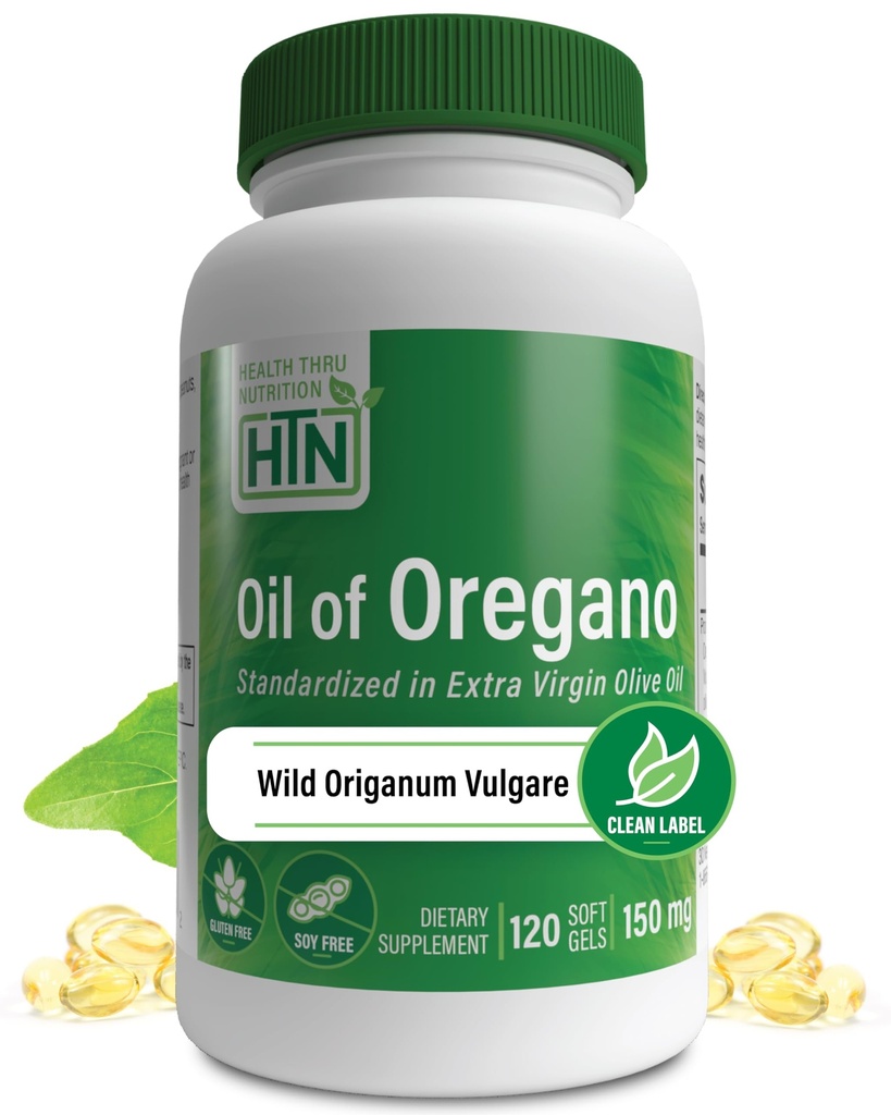 Olej Oregano 120 Mini- Softgels PHAR124; Wild Harvested PHARMAR 124; European 40: 1 Origanum Vulgare Ekvivalent na 600mg Oregano in Extra Virgin Olive Oil PHARMAL 124; Non- GMO Gluten Free PHAR124; by Health Thru Nutrition (Pack of 120)