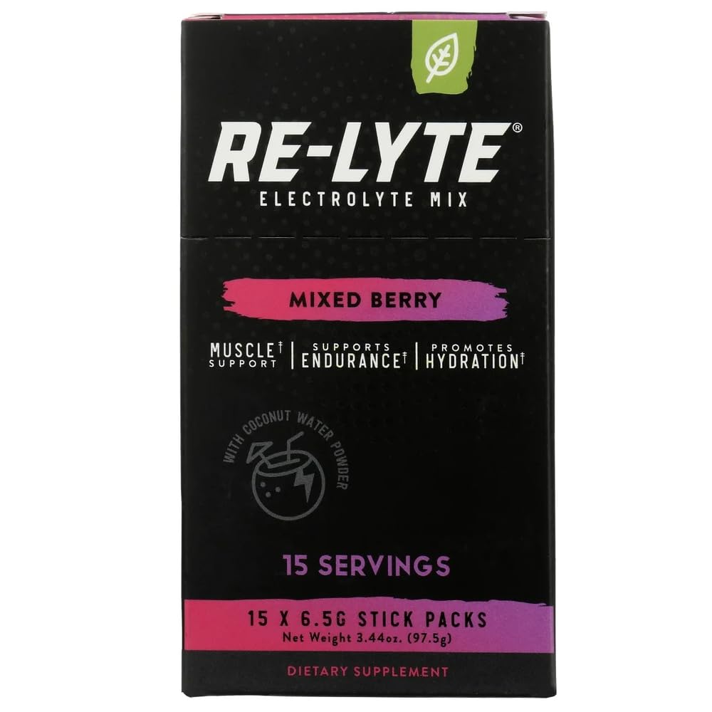 RELYTE Re- Lyte Electrolyte Drink Mix Mixed Berry 15 Servings Packets 3.44 oz