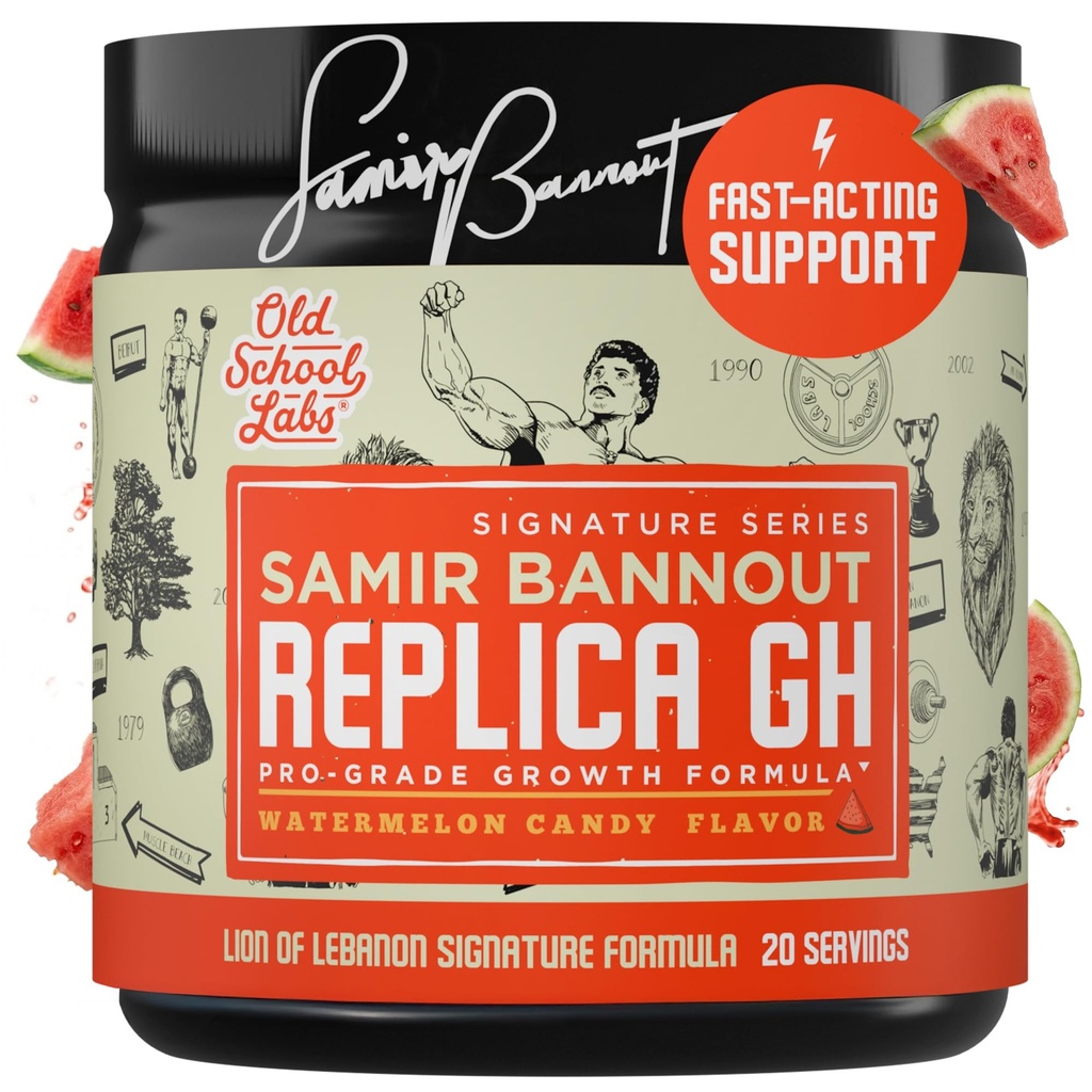 Replika Gh - Muscle Building GH Boosting Powder - Hormon Optimizer & Muscle Growth Dietní dodatek - Exkluzivní OSL Mr. Olympia Samir Bannout Spolupráce - Meloun Candy Flavor - 20 Služeb