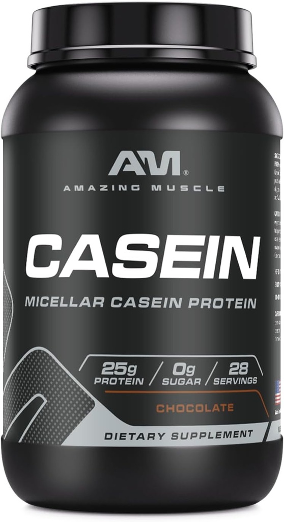 Amazing Muscle Casein Protein Powder 124; Chocolate Flavor IR 124; 25 G Protein IR 124; 2 Lb (907 G) IR 124; Non- GMO IR 124; Made in USA