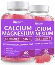 Cukr bez kalcium gumy w / vitamín D3 K2, vápník hořčík zink gumy pro kosti, svalovina a imunita, Řasy CA Magnesium 2: 1 poměr vápník dodatek pro ženy a muže - Vegan