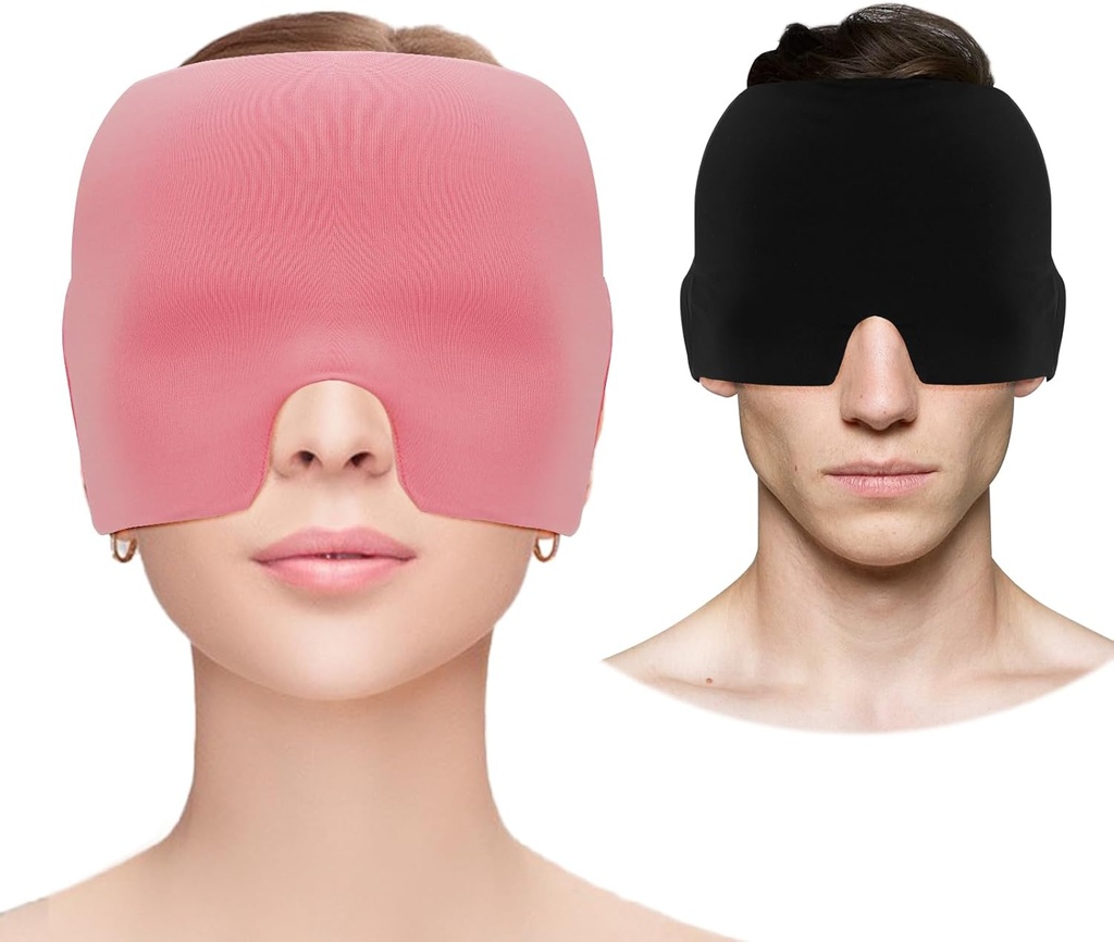 Migréna Bolest hlavy Relief Cap, Gel chlazení Oční maska, Migréna Relief Cap Horká a studená terapie Kocovina Klobouk Odorless Migréna Bolest hlavy Klobouk pro Sinus, Puffy Eye, Napětí, Stress Relief - Růžová