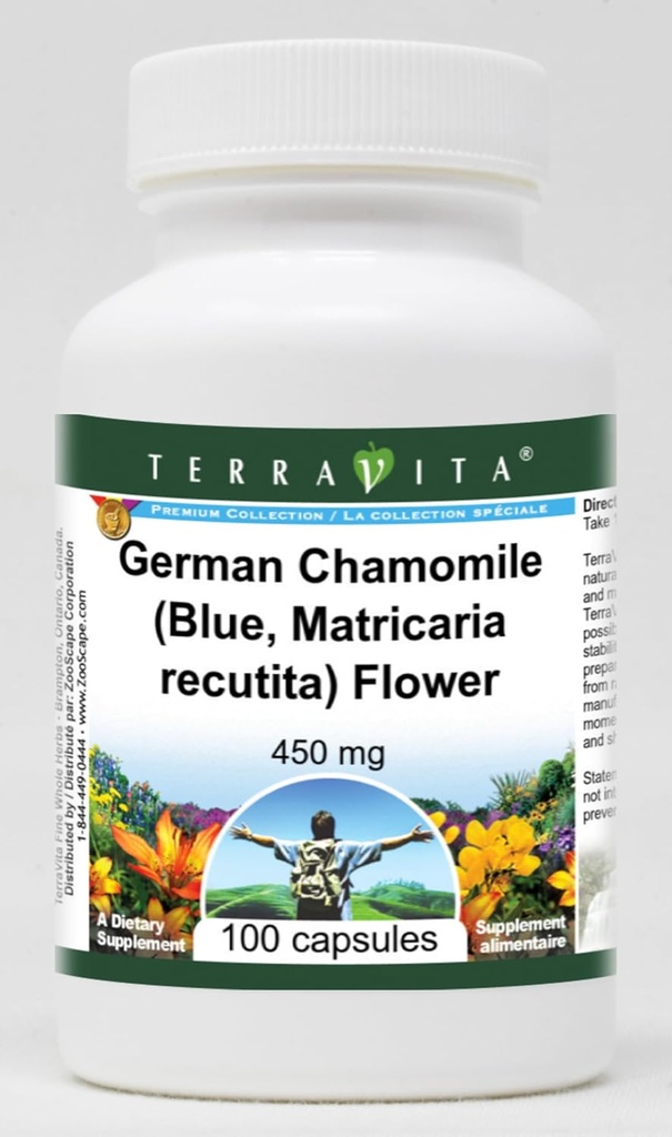 Německý heřmánek (modrý, matricaria recutita) Květina - 450 mg (100 kapslí, ZIN: 516213) - 3 balení