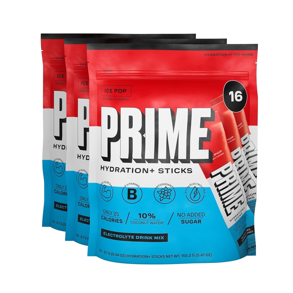 PRVNÍ HYDRACE + Sticks ICE POP CLANE124; Hydration Powder Single Serve Sticks CLANE124; Electrolyte Powder On The Go CLANE124; Low Sugar CLANE124; Caffeine- Free CLANER 124; Vegan CLANER 124; 48 Sticks