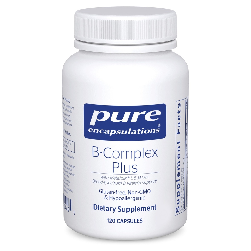 Čisté enkapsulace B- Complex Plus - B vitaminy dodatek k podpoře neurologického zdraví, kardiovaskulární zdraví, energetické hladiny a podpora nervového systému * - s vitamínem B12 & Více - 120 Kapsle