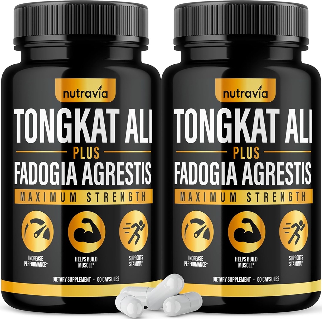 (2 Pack) Tongkat Ali Fadogia Agrestis pro muže doplněk, Muž Nitric Oxide Booster Longjack Tongkat Ali Extract Powder Vitamins Test Pump Flow Performance Blend Tongkat- Ali pro ženy (120 Kapsle)