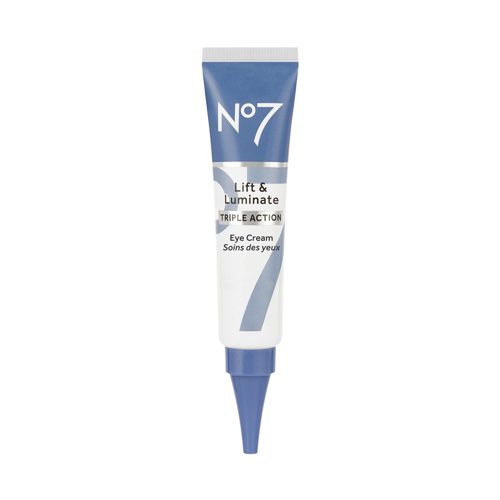 No7 Výtah & Luminate Triple Action Under Eye Cream - Dark Circles Under Eye Treatment with Vitamin C & Collagen Peptide Technology - Pomáhá snížit pufiny, sáčky a vzhled vrásek (0.5 Oz)