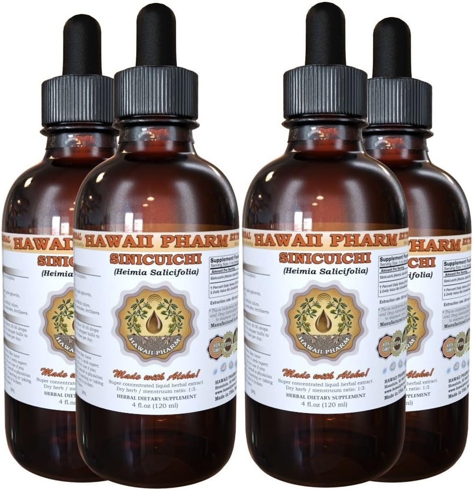 Sinicuichi Liquid Extract, Sinicuichi (Heimia Salicifolia) tinktura, Bylinný dodatek, Hawaii Pharm, Made in USA, 4x4 fl.oz