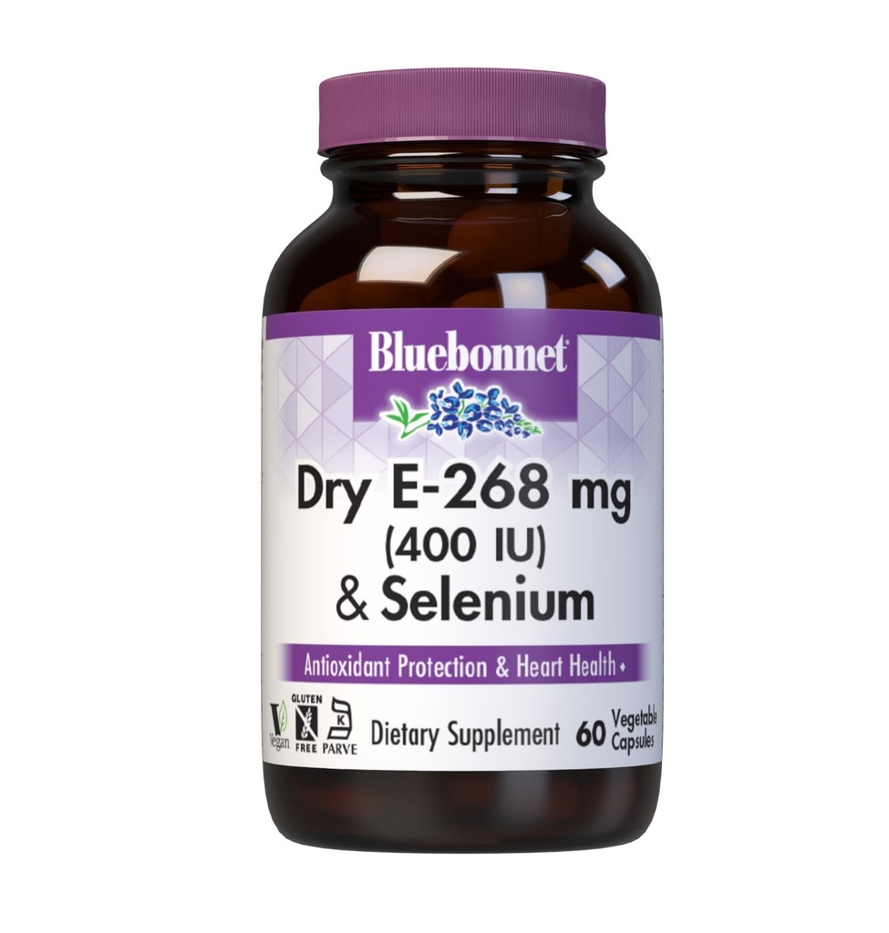 BlueBonnet Dry E- 400 IU Plus Selenium Vegetariánské kapsle, 60 Počet