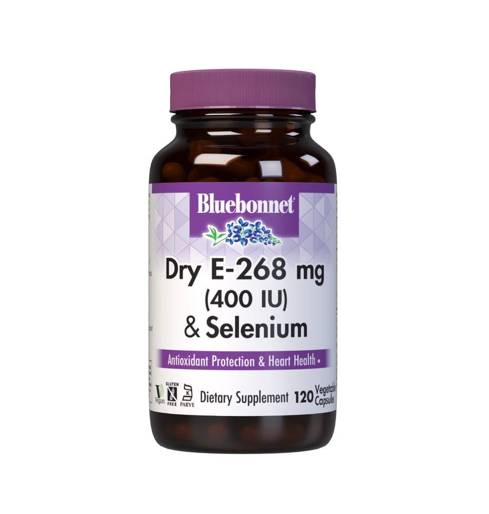 BlueBonnet Dry E- 400 IU Plus Selenium Vegetariánské kapsle, 120 Počet, bílá