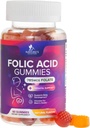 Kyselina listová gumičky pro ženy 785 mcg, esenciální prenatální vitamíny pro maminka & Baby, Vegan Folic dodatek Gummy, denní vitamin B9 extra sílu folát, před během těhotenství - 60 gumies