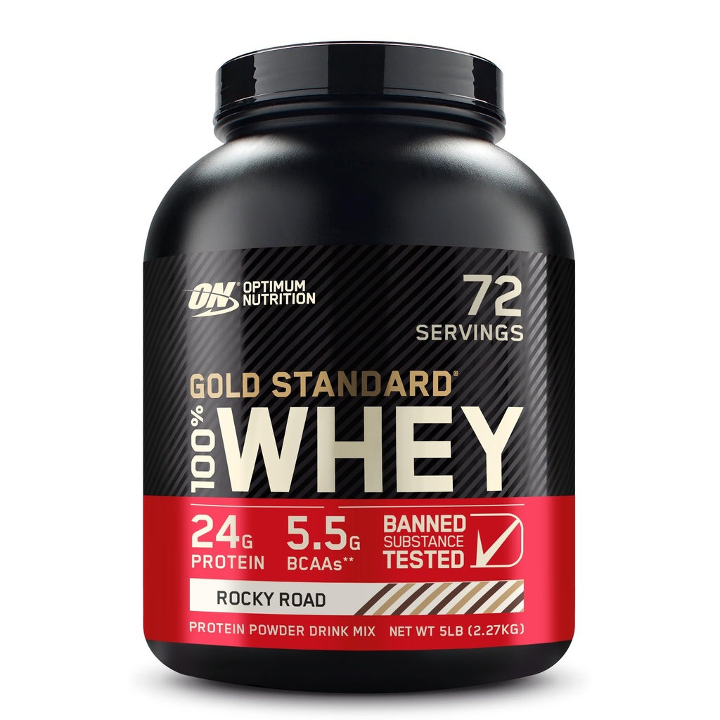 Optimum Nutrition Gold Standard 100% Whey Protein Powder, Rocky Road, 5 Pound (Balení květen Vary)