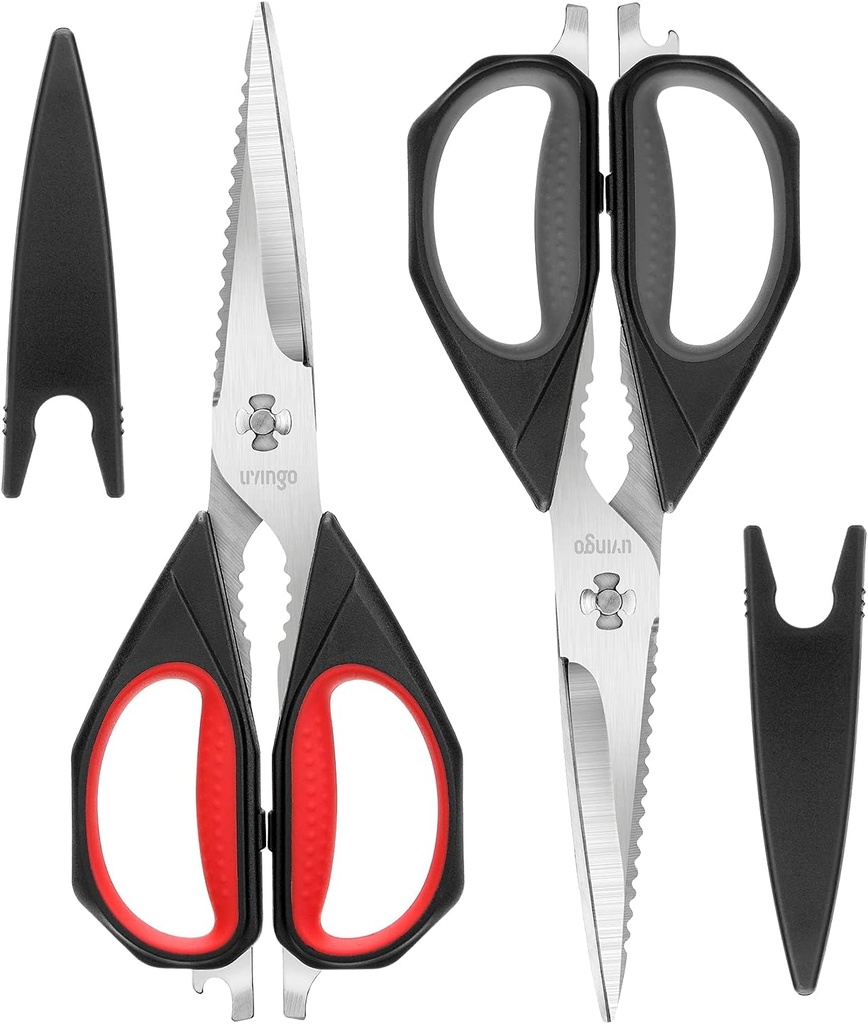 LIVINGO Kuchyňské nůžky, 2 Pack 9.25 "Užitečné vše účel Drůbeží nůžky těžké Duty Myčka nádobí bezpečné, přijít Sharp nerezové oceli Vaření nůžky na potraviny pro řezání masa, kuřecí maso, zelenina, ryby
