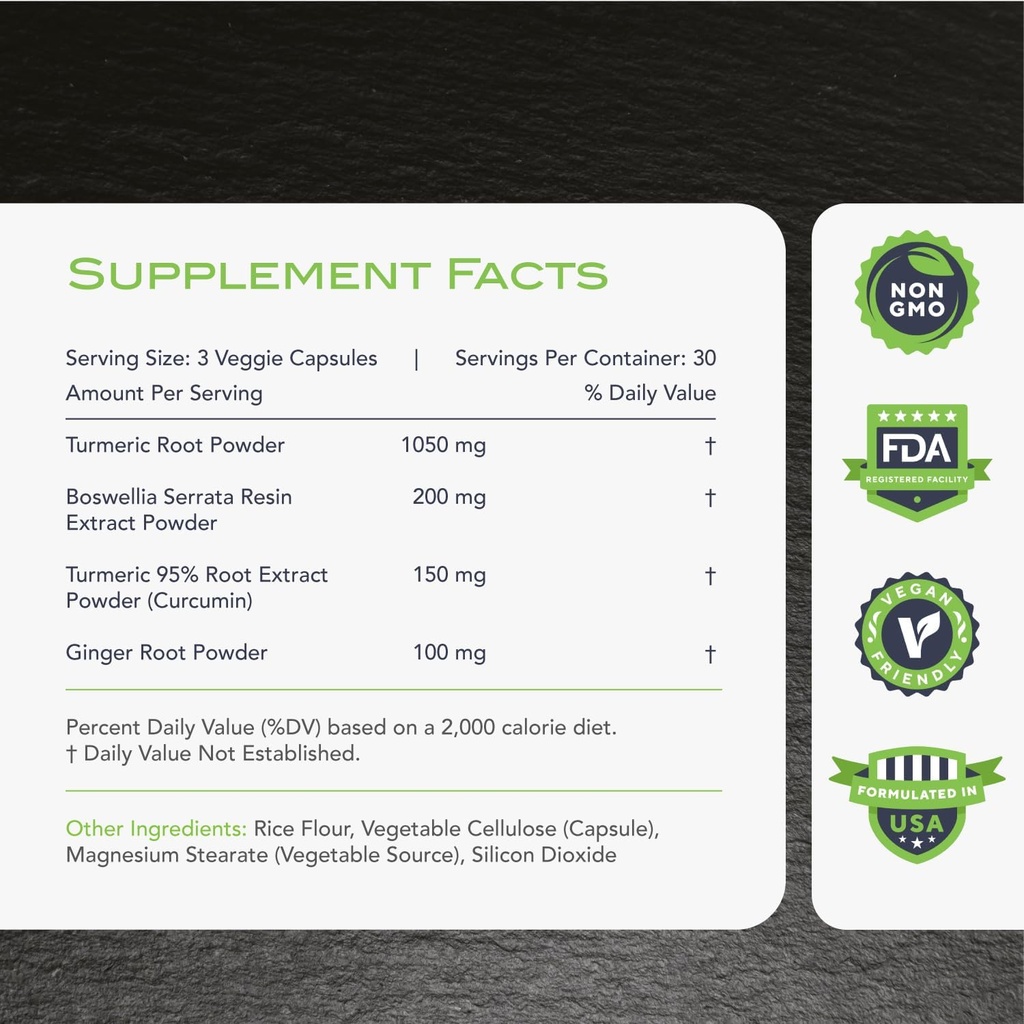 KaraMD Comfort Guard X24 CLANE124; Joint & Movement Support Supplement CLANE124; Turmeric Curcumin, Boswellia & Ginger CLANE124; Ease Muscle Discomfort & Joint Stiffness CLANE124; Non-GMO, Gluten Free & Vegan Friendly (4 Pack)