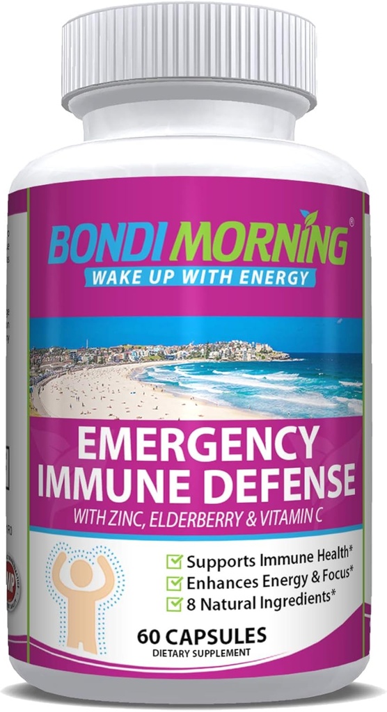 Emergency Imunity Support Vitamíny doplňky - Vitamin C se zinkem Tablety + Elderberry Extract Bolster Imunity System Response, Digestive Health, Energy, a Focus, 60- Počet