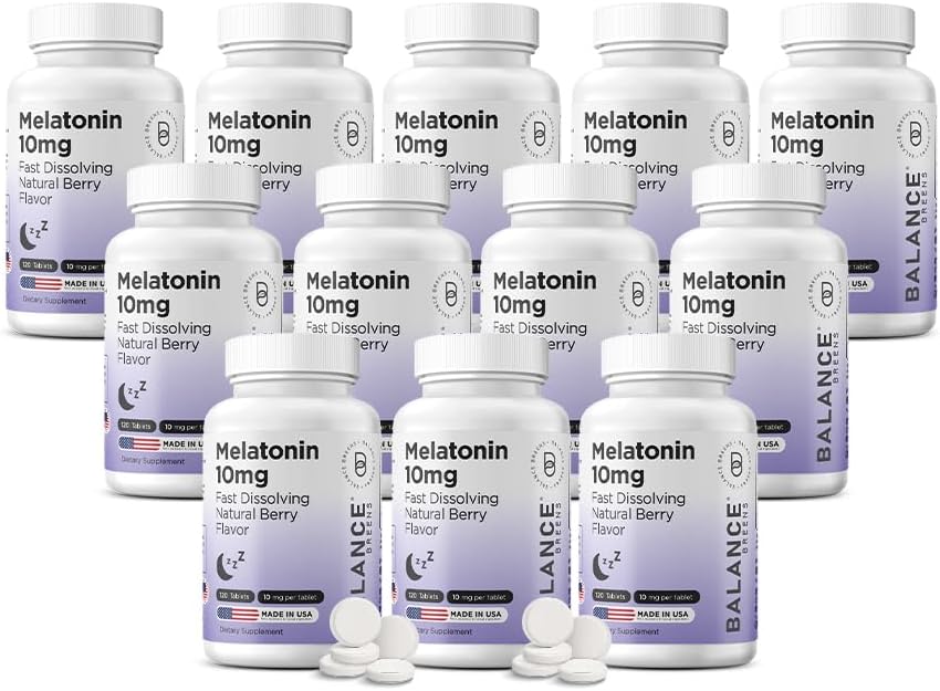 Balancebreens Melatonin 10mg Fast- Disolt, 120 Tablet - Přírodní spánková pomůcka pro přenocování, Drog- Bezplatná podpora pro relaxaci a pohodu