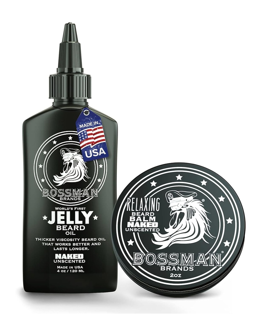 Bossman Beard Oil Jelly a Relaxační Beard Balm Combo- Nahé Scent