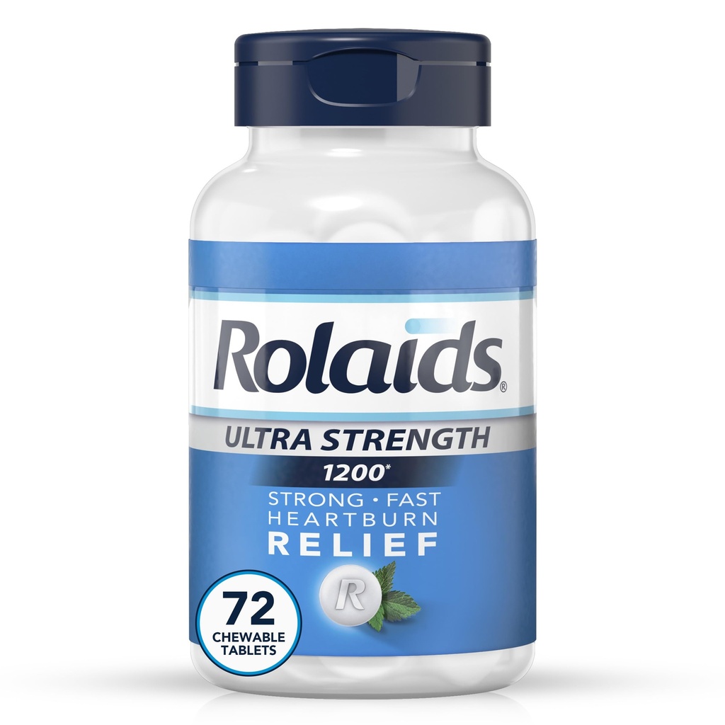 Rolaids Ultra Strength Antacid Chewable Tablets, Mint, 72-Počet
