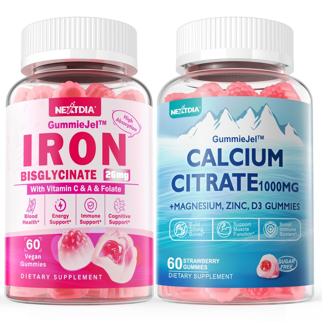 Citrát vápenatý 1000mg plněné gumy + železný bisglycinát 26mg