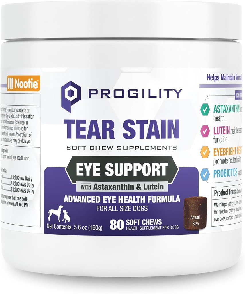 Nootie Profility Tear Stain dodatek pro psy, Advanced Eye Health Formule, Pomáhá minimalizovat Tear Stenes, 80 Chews, Prodáno v více než 5000 Vet Clinics a Pet Stores Worldwide