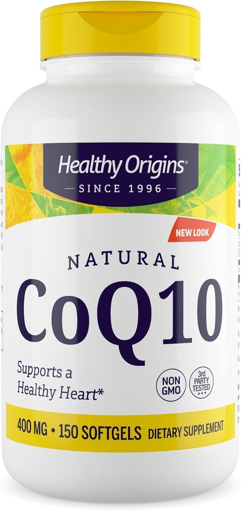Zdravý původ ® CoQ10 400 mg - Natural Trans- Isomer Ubiquinone - kvašený, podporuje srdeční zdraví a buněčnou energii - Non- GMO 150 Softgels