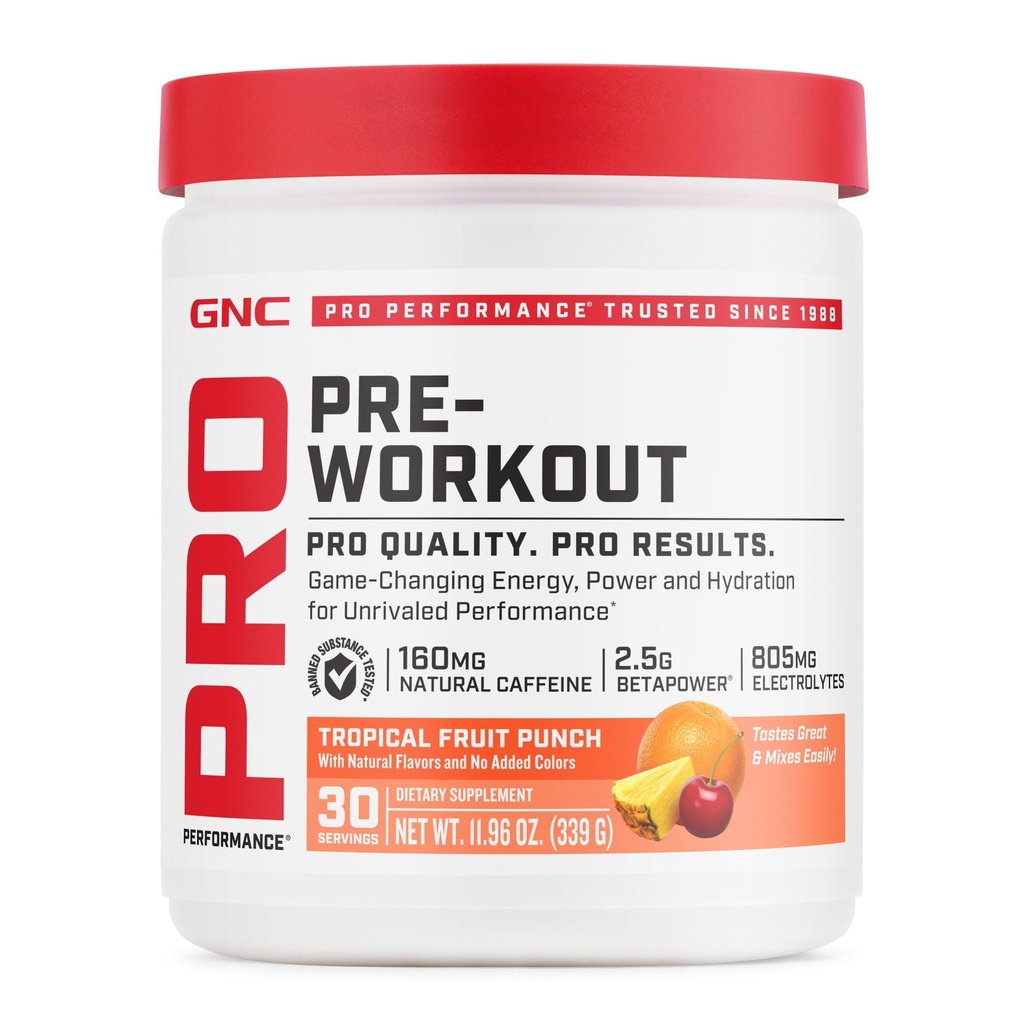 GNC Pro Performance Pre- Cvičení 124; Tropické ovoce punč 124; 30 Služení