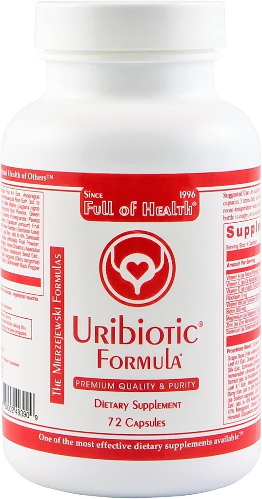 Uribiotický vzorec [72 Kapsle] Od roku 2003 - Pokročilá podpora močového měchýře, Prostate & Ledviny Zdraví 124; Dietní dodatek 124; 60 Kvalitní složky